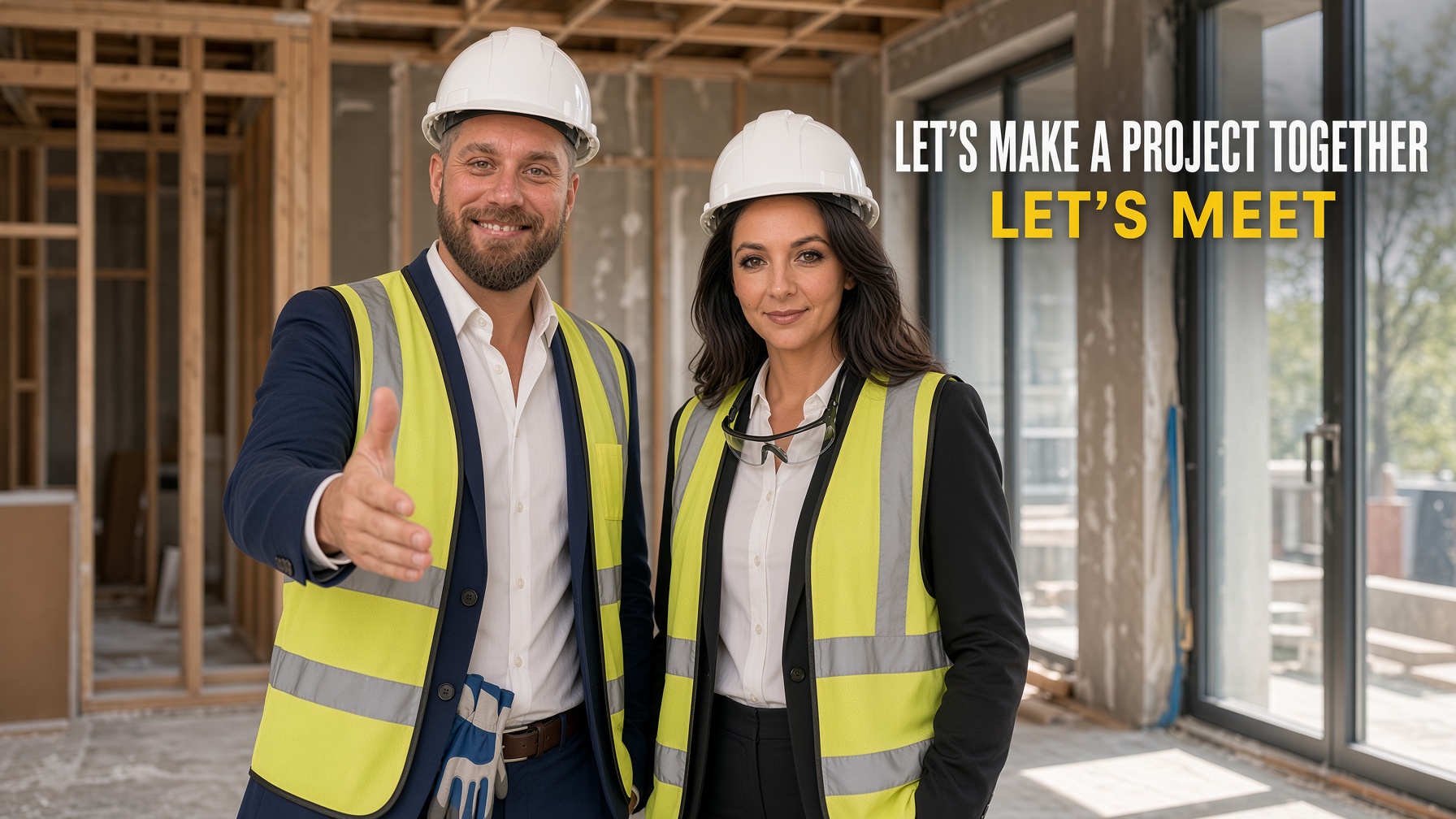 Robert and Joanna Osiński welcoming a client on site — let's make a project together, let's meet